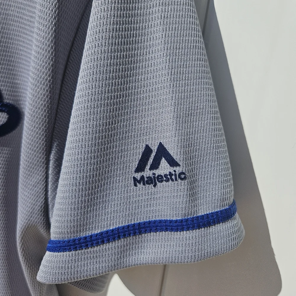 Youth Majestic LA Dodgers Kershaw Gray Button-Up Jersey Youth XL - Picture 4 of 9